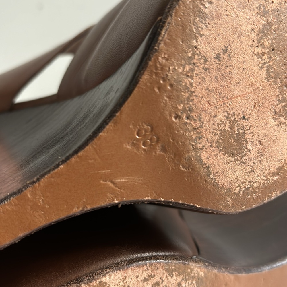 Marni brown leather platform wedge peep toe sandal - Picture 10 of 10